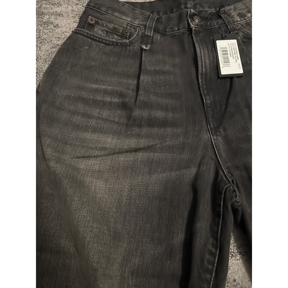 R13 Wilson Black Crop Wide Leg Jeans High Rise Pleated Denim Size 27 NEW - Picture 3 of 7